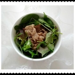 レンチン生姜焼きの肉サラダ